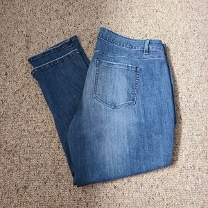 Lane Bryant Medium Wash Distressed Straight Crop Jeans Size 20R